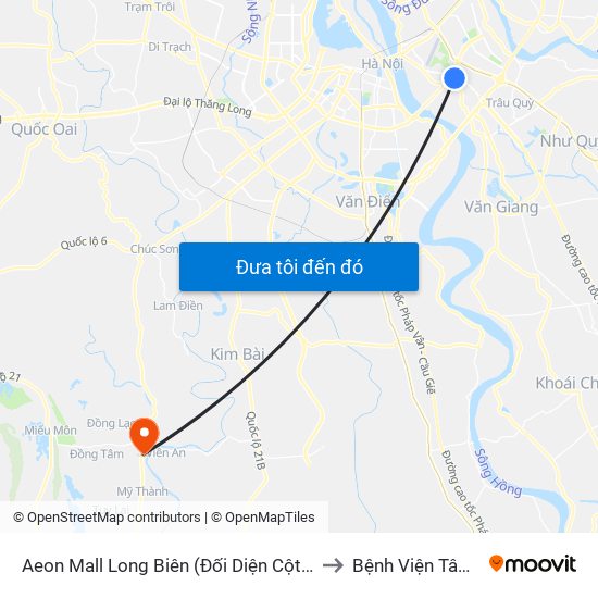 Aeon Mall Long Biên (Đối Diện Cột Điện T4a/2a-B Đường Cổ Linh) to Bệnh Viện Tâm Thần Mỹ Đức map