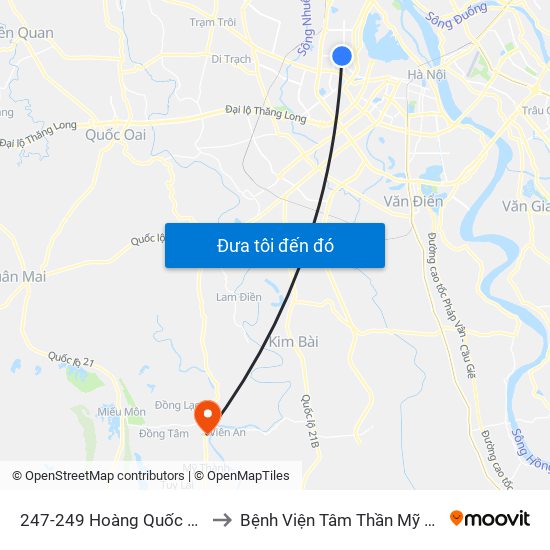 247-249 Hoàng Quốc Việt to Bệnh Viện Tâm Thần Mỹ Đức map