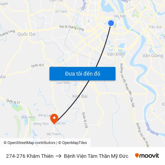 274-276 Khâm Thiên to Bệnh Viện Tâm Thần Mỹ Đức map