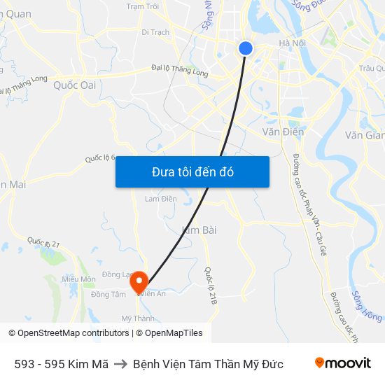 593 - 595 Kim Mã to Bệnh Viện Tâm Thần Mỹ Đức map