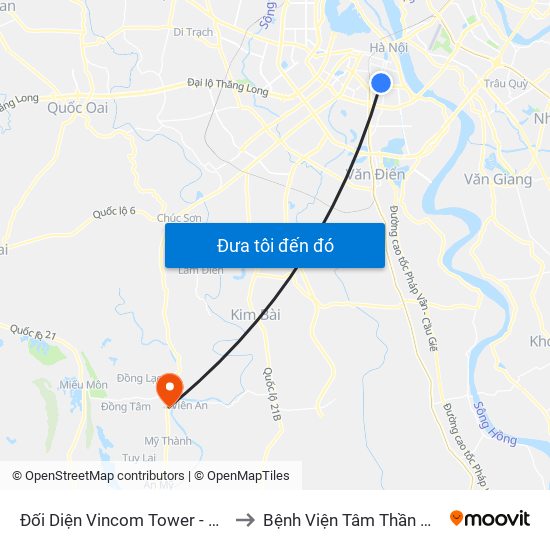 Đối Diện Vincom Tower - Bà Triệu to Bệnh Viện Tâm Thần Mỹ Đức map