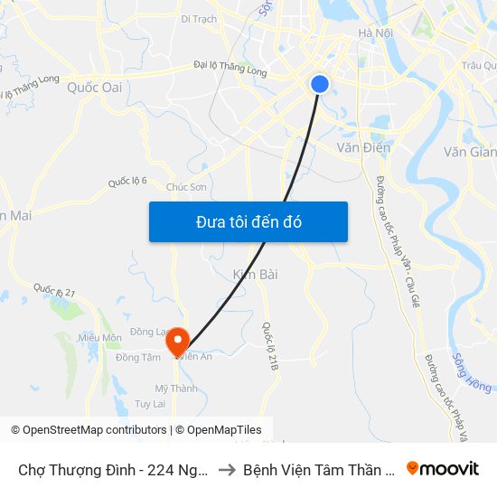 Chợ Thượng Đình - 224 Nguyễn Trãi to Bệnh Viện Tâm Thần Mỹ Đức map