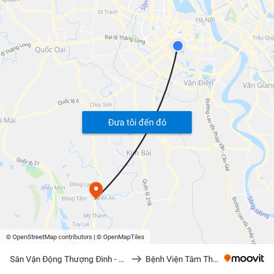 Sân Vận Động Thượng Đình - 129 Nguyễn Trãi to Bệnh Viện Tâm Thần Mỹ Đức map