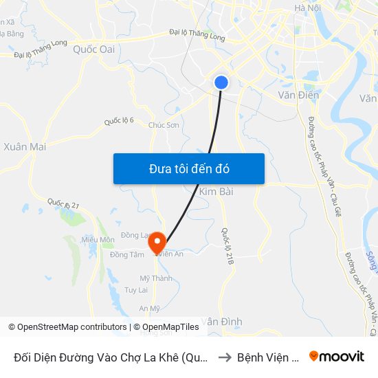 Đối Diện Đường Vào Chợ La Khê (Qua Ga Metro La Khê) - 405 Quang Trung (Hà Đông) to Bệnh Viện Tâm Thần Mỹ Đức map