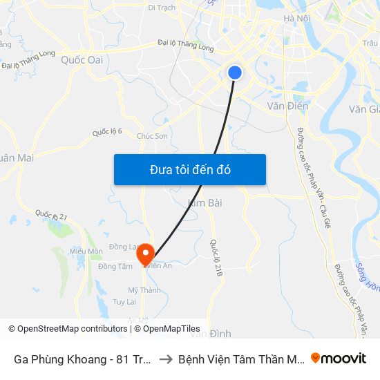 Ga Phùng Khoang - 81 Trần Phú to Bệnh Viện Tâm Thần Mỹ Đức map