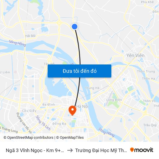 Ngã 3 Vĩnh Ngọc - Km 9+230 Quốc Lộ 3 to Trường Đại Học Mỹ Thuật Việt Nam map