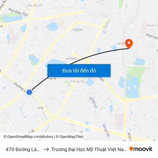 470 Đường Láng to Trường Đại Học Mỹ Thuật Việt Nam map