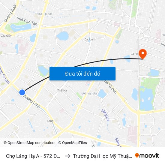 Chợ Láng Hạ A - 572 Đường Láng to Trường Đại Học Mỹ Thuật Việt Nam map