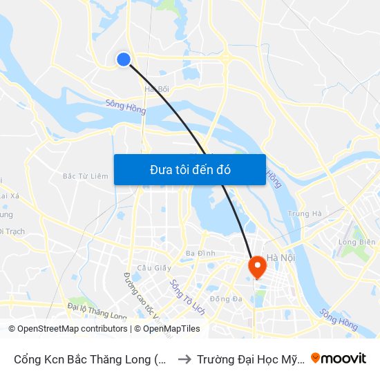 Cổng Kcn Bắc Thăng Long (Gần Cầu Vượt Bộ Hành) to Trường Đại Học Mỹ Thuật Việt Nam map