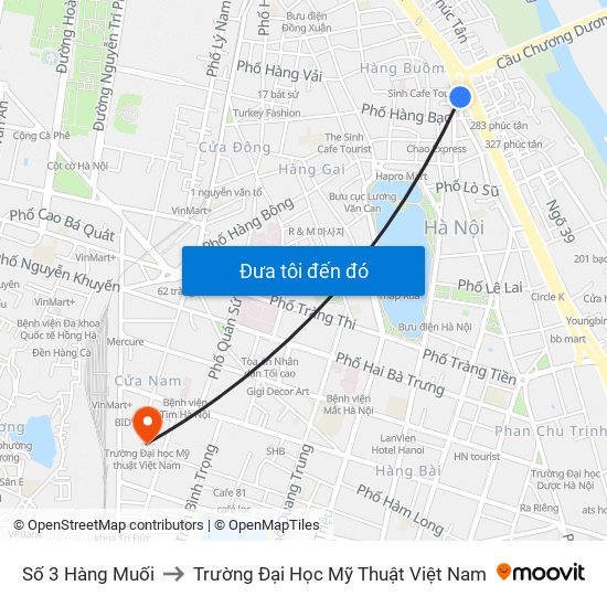 Số 3 Hàng Muối to Trường Đại Học Mỹ Thuật Việt Nam map