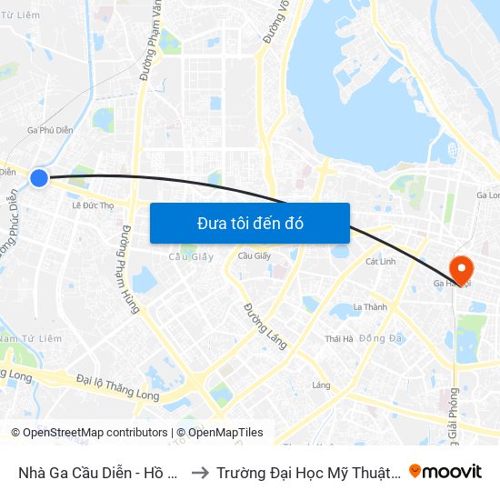 Nhà Ga Cầu Diễn - Hồ Tùng Mậu to Trường Đại Học Mỹ Thuật Việt Nam map