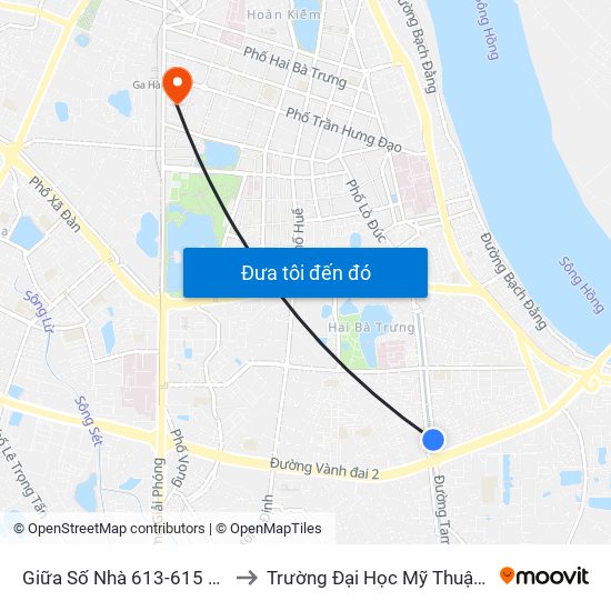 Giữa Số Nhà 613-615 Kim Ngưu to Trường Đại Học Mỹ Thuật Việt Nam map