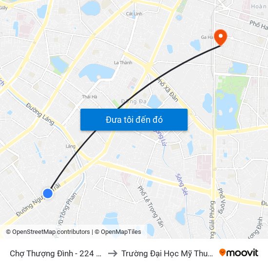 Chợ Thượng Đình - 224 Nguyễn Trãi to Trường Đại Học Mỹ Thuật Việt Nam map