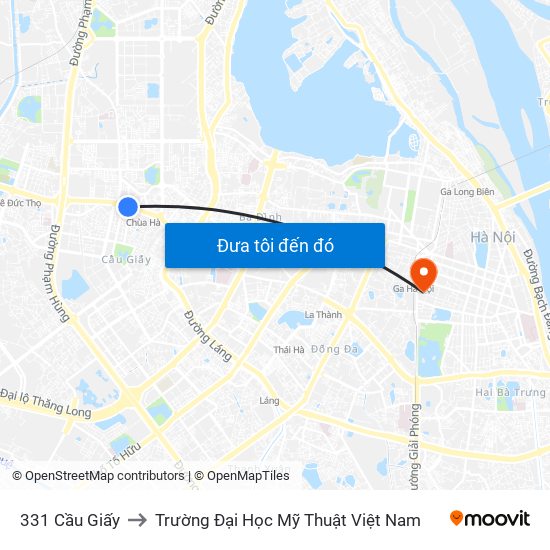 331 Cầu Giấy to Trường Đại Học Mỹ Thuật Việt Nam map