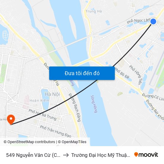 549 Nguyễn Văn Cừ (Cột Trước) to Trường Đại Học Mỹ Thuật Việt Nam map