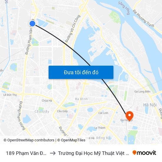 189 Phạm Văn Đồng to Trường Đại Học Mỹ Thuật Việt Nam map