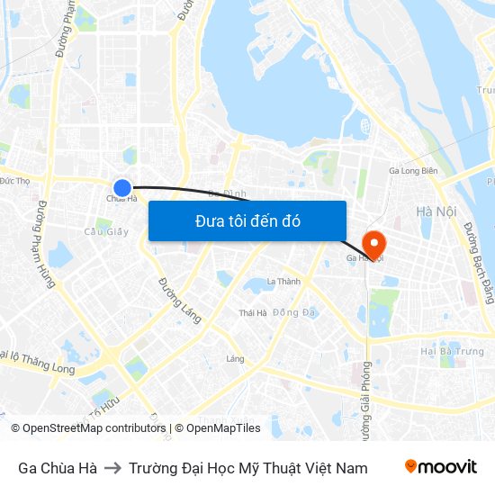 Ga Chùa Hà to Trường Đại Học Mỹ Thuật Việt Nam map