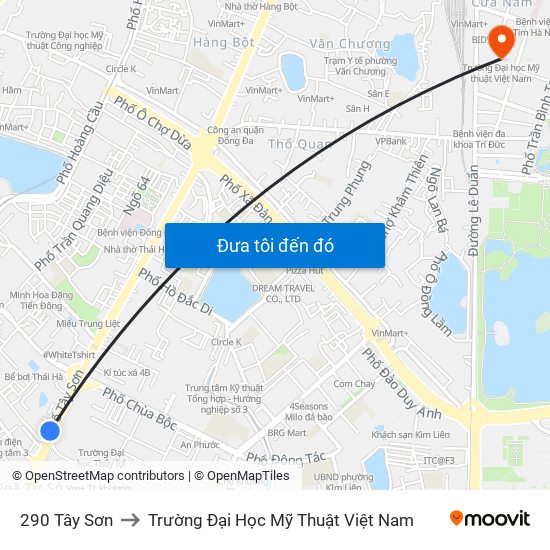 290 Tây Sơn to Trường Đại Học Mỹ Thuật Việt Nam map