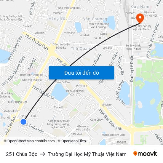 251 Chùa Bộc to Trường Đại Học Mỹ Thuật Việt Nam map