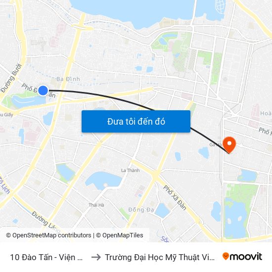 10 Đào Tấn - Viện Vật Lý to Trường Đại Học Mỹ Thuật Việt Nam map