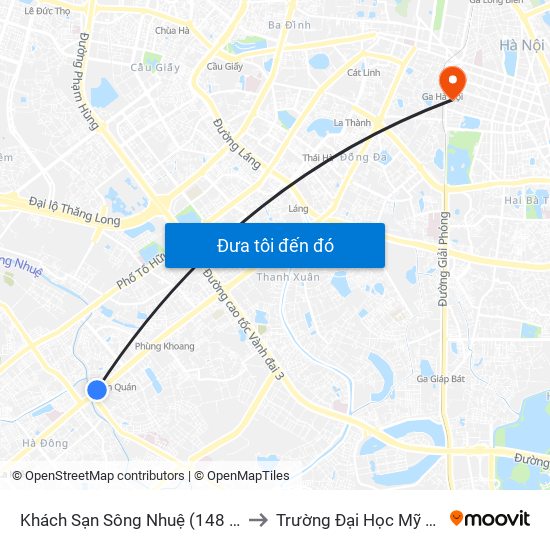 Khách Sạn Sông Nhuệ (148 Trần Phú- Hà Đông) to Trường Đại Học Mỹ Thuật Việt Nam map