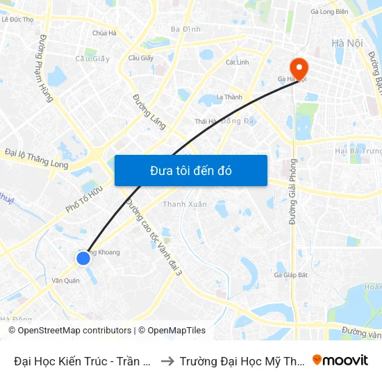 Đại Học Kiến Trúc - Trần Phú (Hà Đông) to Trường Đại Học Mỹ Thuật Việt Nam map