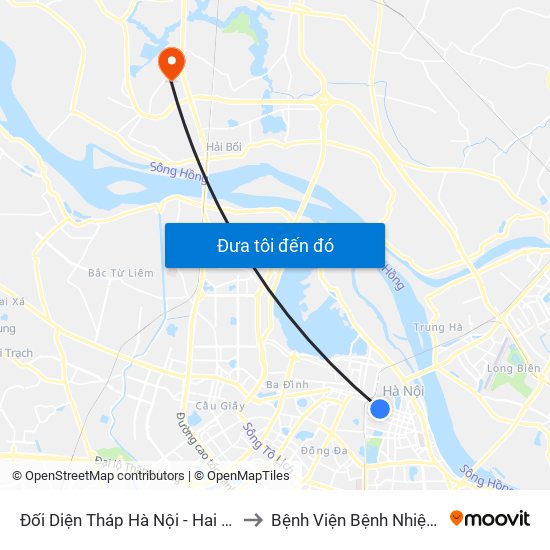 Đối Diện Tháp Hà Nội - Hai Bà Trưng (Cạnh 56 Hai Bà Trưng) to Bệnh Viện Bệnh Nhiệt Đới Trung Ương (Cơ Sở 2) map