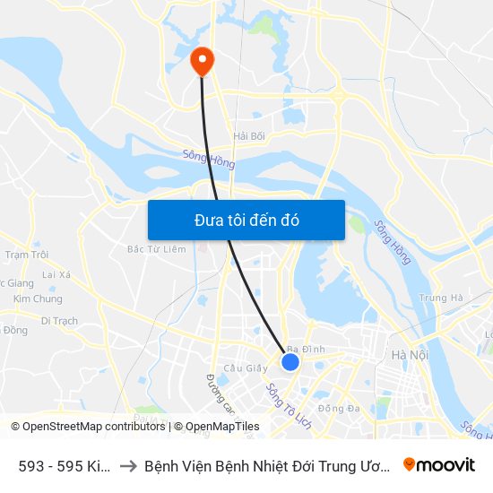 593 - 595 Kim Mã to Bệnh Viện Bệnh Nhiệt Đới Trung Ương (Cơ Sở 2) map