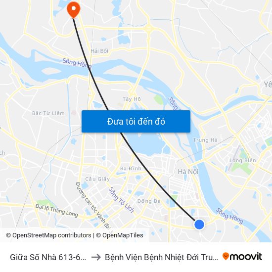 Giữa Số Nhà 613-615 Kim Ngưu to Bệnh Viện Bệnh Nhiệt Đới Trung Ương (Cơ Sở 2) map