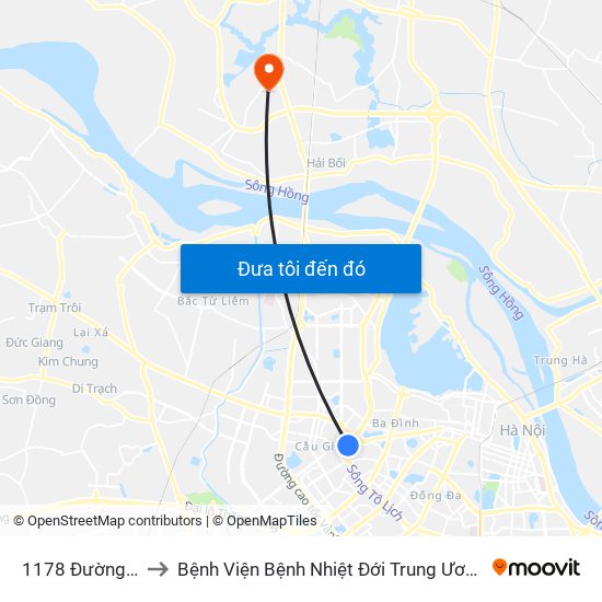 1178 Đường Láng to Bệnh Viện Bệnh Nhiệt Đới Trung Ương (Cơ Sở 2) map