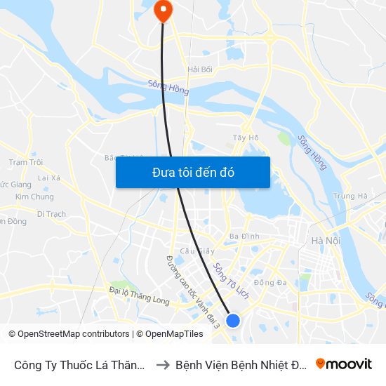 Công Ty Thuốc Lá Thăng Long - 235 Nguyễn Trãi to Bệnh Viện Bệnh Nhiệt Đới Trung Ương (Cơ Sở 2) map