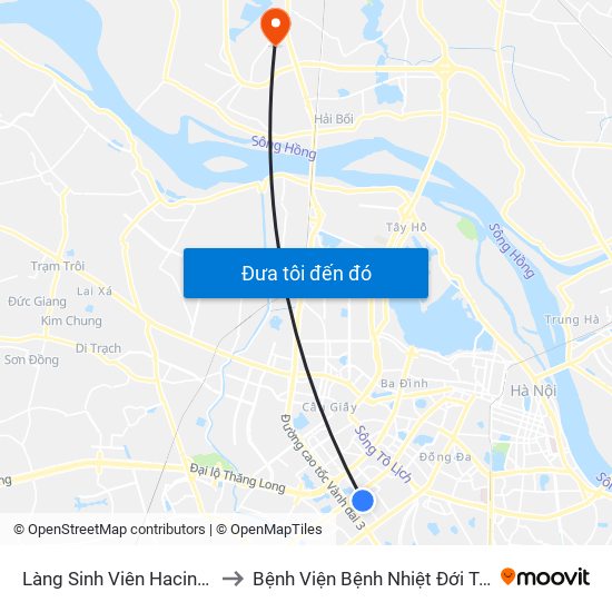 Làng Sinh Viên Hacinco - Nguyễn Tuân to Bệnh Viện Bệnh Nhiệt Đới Trung Ương (Cơ Sở 2) map