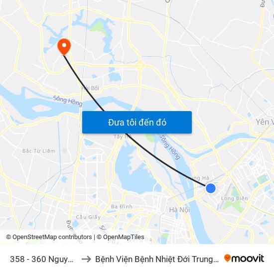 358 - 360 Nguyễn Văn Cừ to Bệnh Viện Bệnh Nhiệt Đới Trung Ương (Cơ Sở 2) map