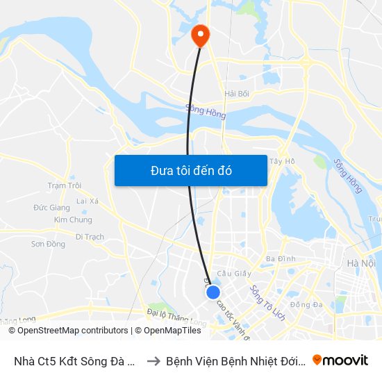 Nhà Ct5 Kđt Sông Đà Mỹ Đình - Phạm Hùng to Bệnh Viện Bệnh Nhiệt Đới Trung Ương (Cơ Sở 2) map