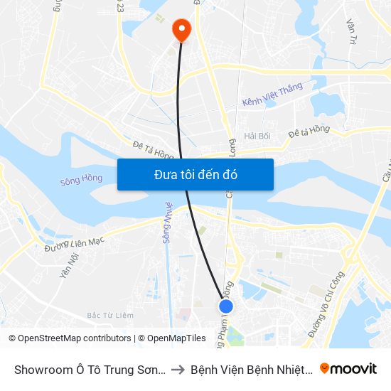 Showroom Ô Tô Trung Sơn (Đối Diện 315 Phạm Văn Đồng) to Bệnh Viện Bệnh Nhiệt Đới Trung Ương (Cơ Sở 2) map