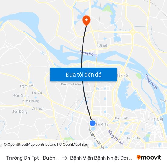 Trường Đh Fpt - Đường Tôn Thất Thuyết to Bệnh Viện Bệnh Nhiệt Đới Trung Ương (Cơ Sở 2) map