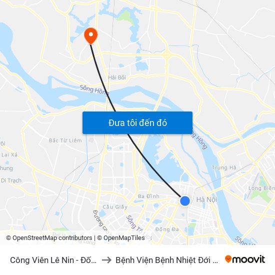 Công Viên Lê Nin - Đối Diện 35 Trần Phú to Bệnh Viện Bệnh Nhiệt Đới Trung Ương (Cơ Sở 2) map