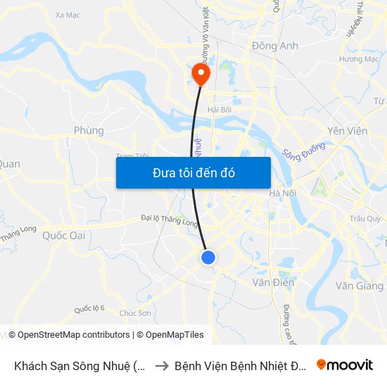 Khách Sạn Sông Nhuệ (148 Trần Phú- Hà Đông) to Bệnh Viện Bệnh Nhiệt Đới Trung Ương (Cơ Sở 2) map