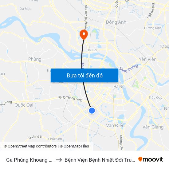 Ga Phùng Khoang - 81 Trần Phú to Bệnh Viện Bệnh Nhiệt Đới Trung Ương (Cơ Sở 2) map