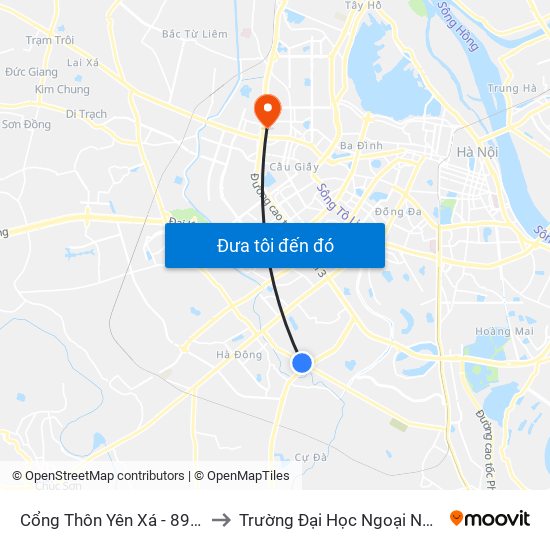 Cổng Thôn Yên Xá - 89 Cầu Bươu to Trường Đại Học Ngoại Ngữ - Đhqghn map