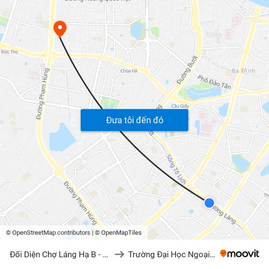 Đối Diện Chợ Láng Hạ B - 564 Đường Láng to Trường Đại Học Ngoại Ngữ - Đhqghn map