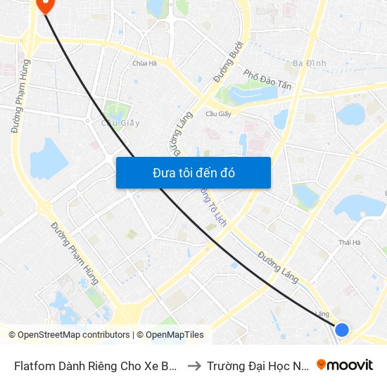 Flatfom Dành Riêng Cho Xe Buýt Trước Nhà 45 Đường Láng to Trường Đại Học Ngoại Ngữ - Đhqghn map