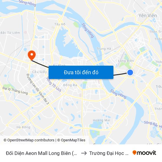 Đối Diện Aeon Mall Long Biên (Cột Điện T4a/2a-B Đường Cổ Linh) to Trường Đại Học Ngoại Ngữ - Đhqghn map