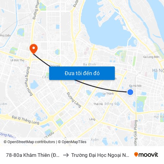 78-80a Khâm Thiên (Đối Diện 71) to Trường Đại Học Ngoại Ngữ - Đhqghn map