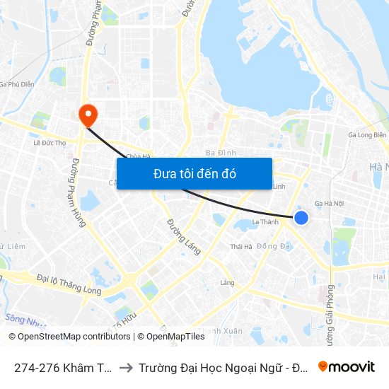 274-276 Khâm Thiên to Trường Đại Học Ngoại Ngữ - Đhqghn map