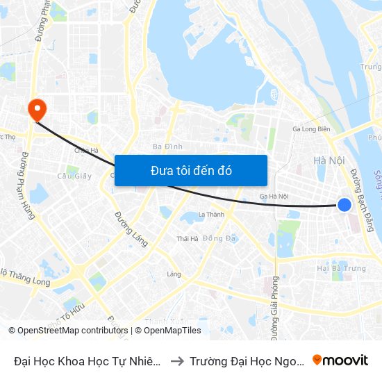 Đại Học Khoa Học Tự Nhiên - 19 Lê Thánh Tông to Trường Đại Học Ngoại Ngữ - Đhqghn map