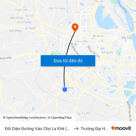 Đối Diện Đường Vào Chợ La Khê (Qua Ga Metro La Khê) - 405 Quang Trung (Hà Đông) to Trường Đại Học Ngoại Ngữ - Đhqghn map