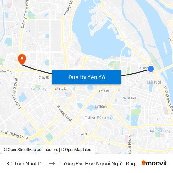 80 Trần Nhật Duật to Trường Đại Học Ngoại Ngữ - Đhqghn map