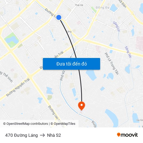 470 Đường Láng to Nhà S2 map