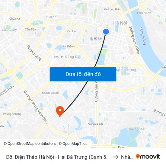 Đối Diện Tháp Hà Nội - Hai Bà Trưng (Cạnh 56 Hai Bà Trưng) to Nhà S2 map